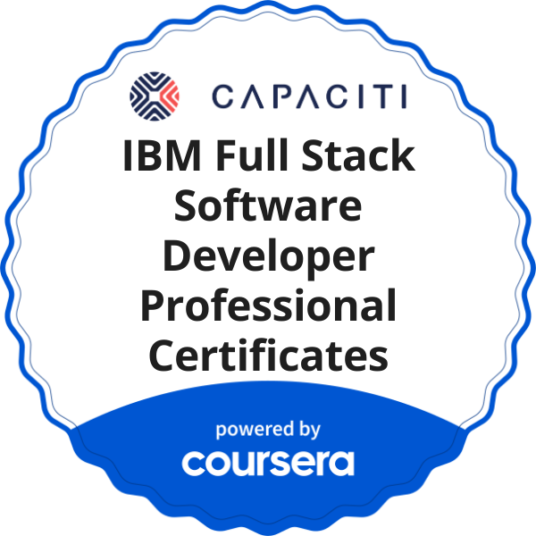 IBM Full Stack Software Developer Professional Certificates completion badge